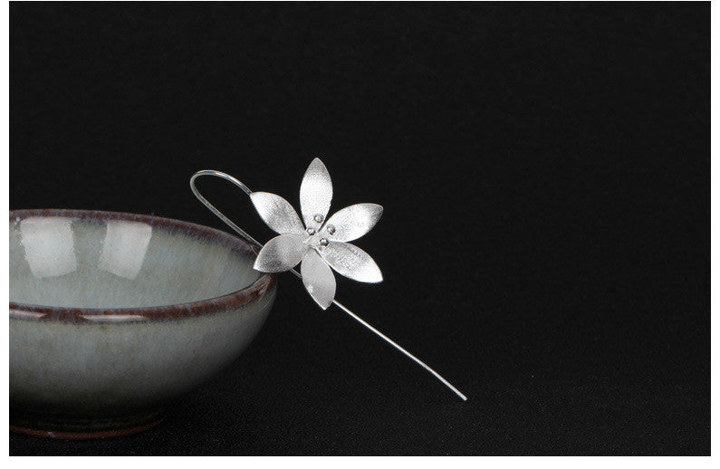 Elegant Silver Blossom Drop Earrings