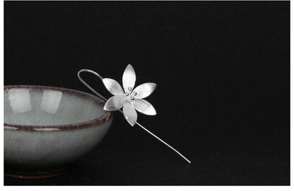 Elegant Silver Blossom Drop Earrings