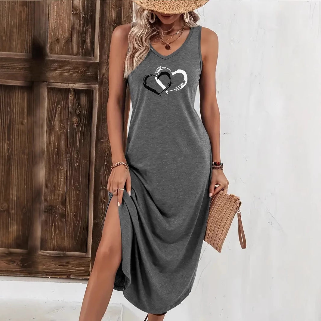 Chic Knit V-Neck Slit Dress by Elizabeth Ainsley
