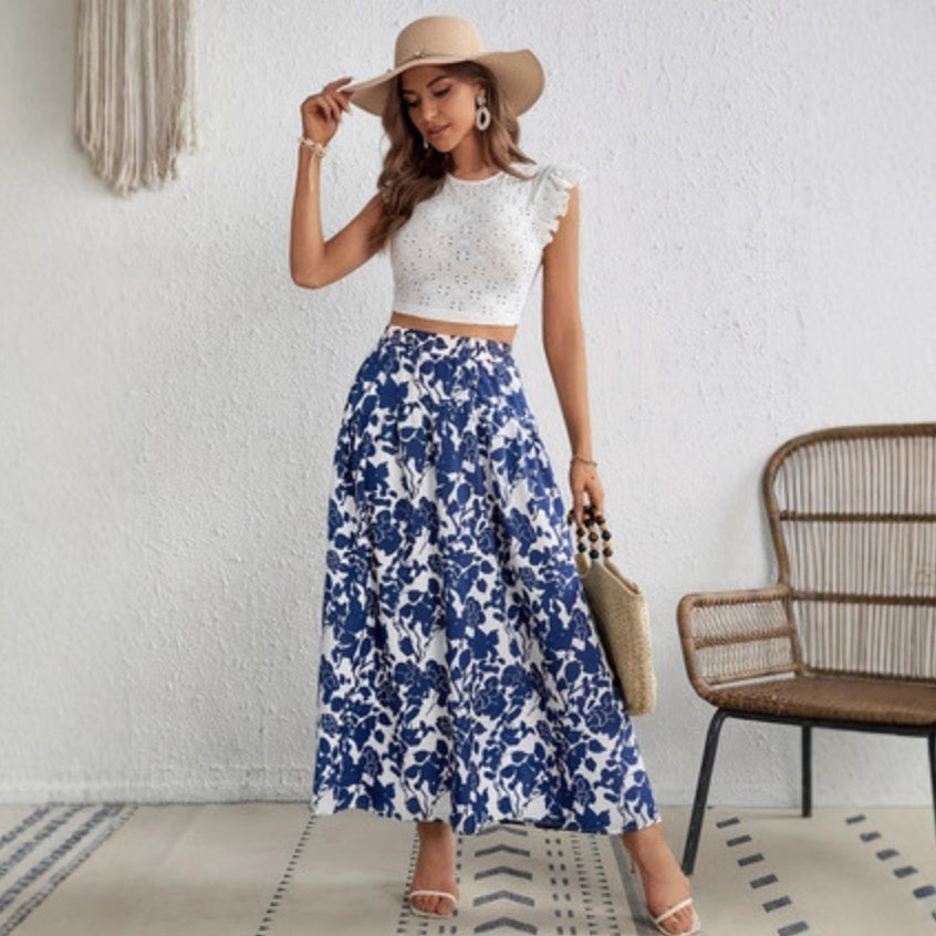 Chic Floral Pleated Skirt by Elizabeth Ainsley