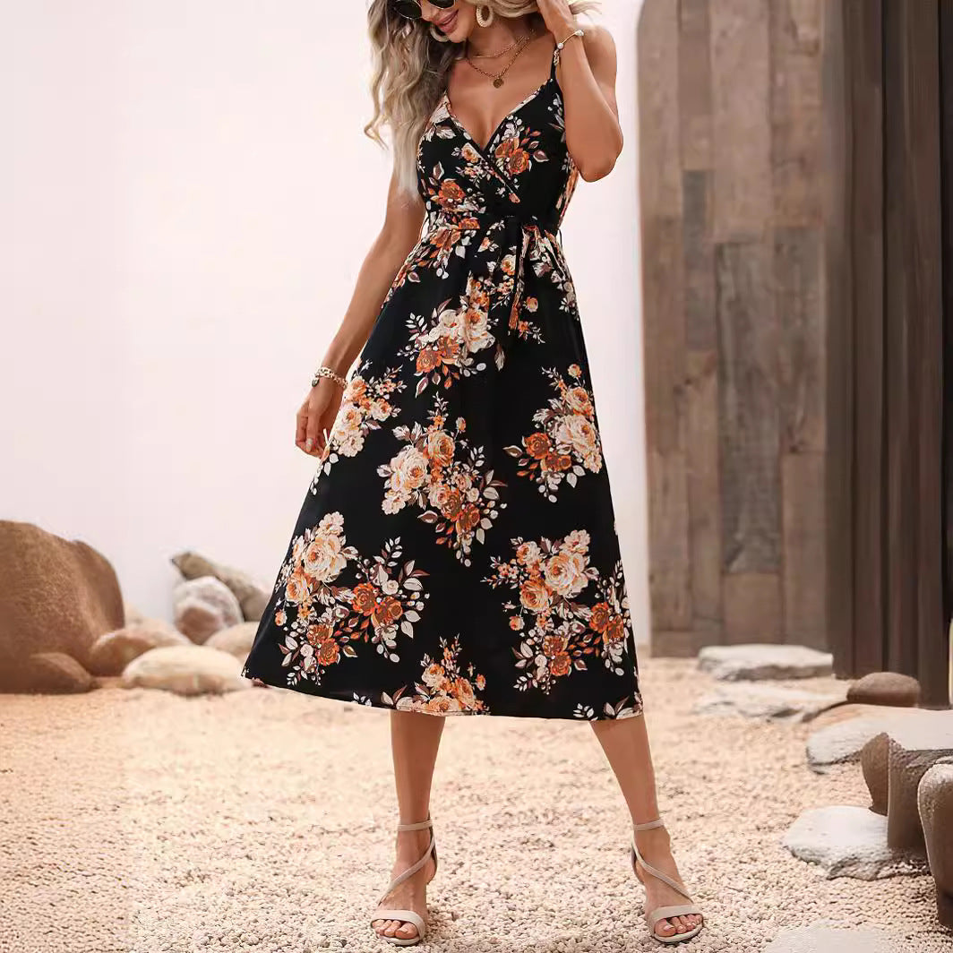 Floral Printed Elizabeth Ainsley Summer Midi Dress
