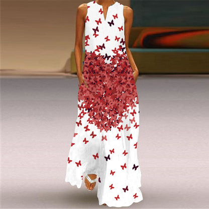 Floral Print Elizabeth Ainsley Sleeveless Maxi Dress