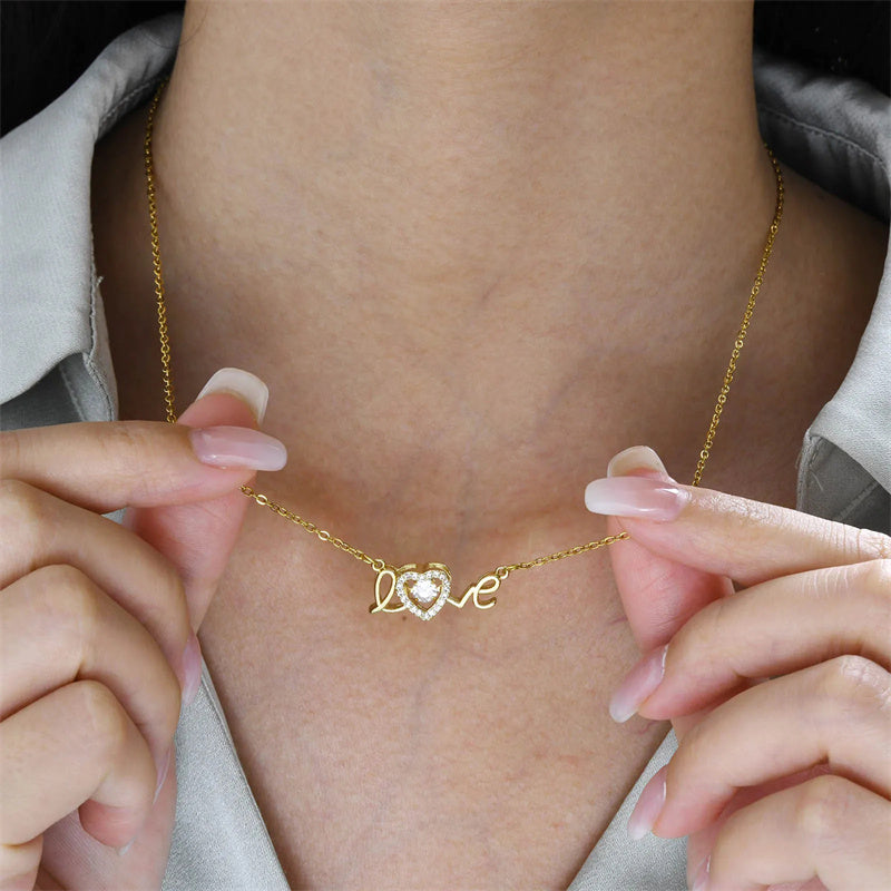 Gold “Love” Heart Pendant Necklace