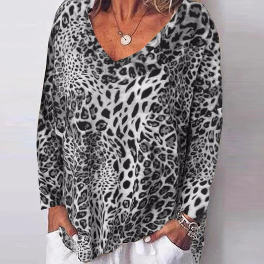 Leopard Print V-Neck Top by Elizabeth Ainsley