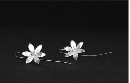 Elegant Silver Blossom Drop Earrings