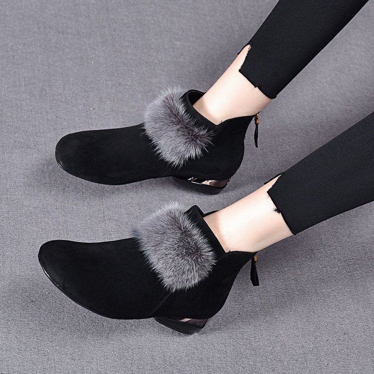 Maarja | Faux-Fur Trim Orthopedic Comfort Ankle Boots