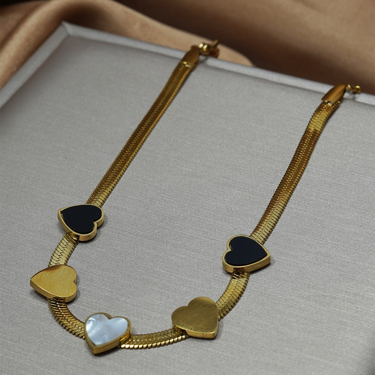 Heart Charm Necklace & Matching Bracelet Set