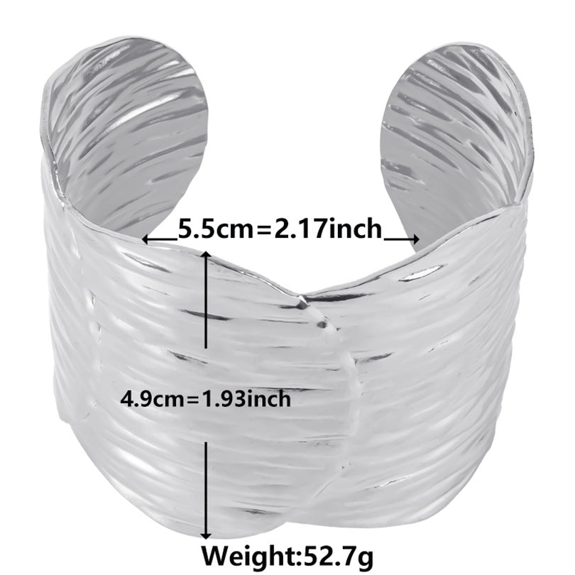 Wide Textured Cuff Bracelet with Sculptural Flow