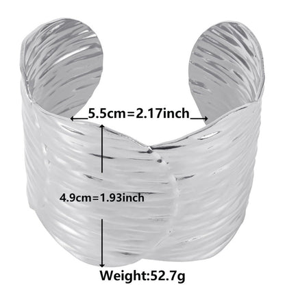 Wide Textured Cuff Bracelet with Sculptural Flow