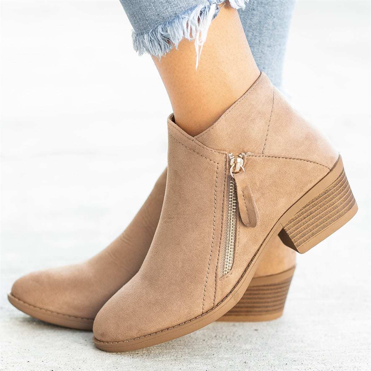 Magdalena | Orthopedic Side-Zip Suede Block-Heel Ankle Boots