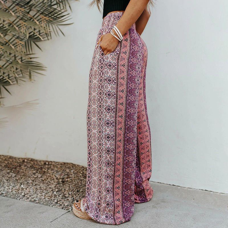 Boho Print Wide Leg Pants by Elizabeth Ainsley