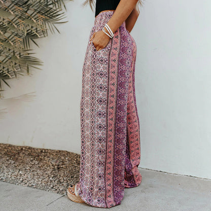 Boho Print Wide Leg Pants by Elizabeth Ainsley