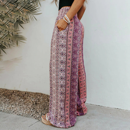 Boho Print Wide Leg Pants by Elizabeth Ainsley
