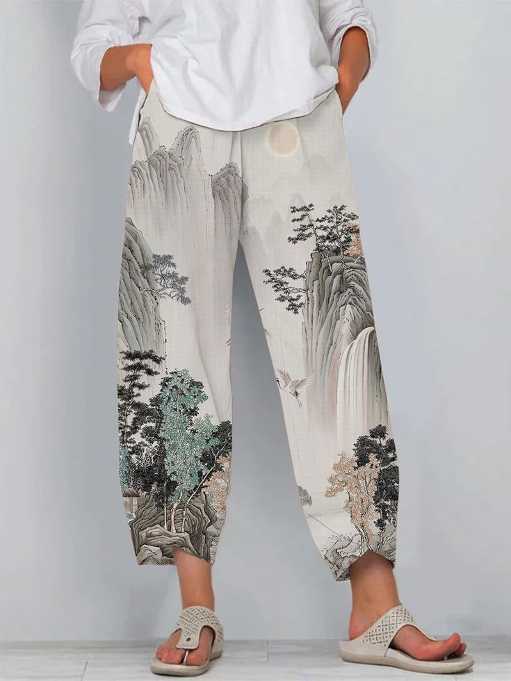 Artful Linen Elizabeth Ainsley 3D Pattern Pants