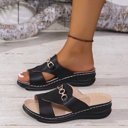 Chic Wedge Sandals Elizabeth Ainsley Plus Size Comfort