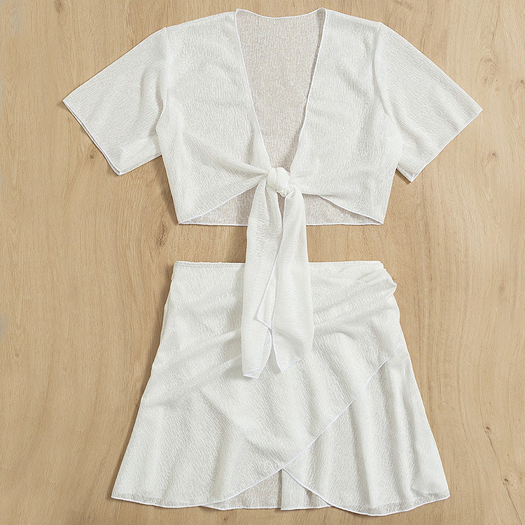 Chic Split White Bikini Set by Elizabeth Ainsley