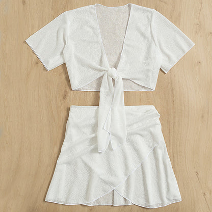 Chic Split White Bikini Set by Elizabeth Ainsley
