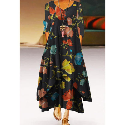 Artistic Floral Swing Dress by Elizabeth Ainsley