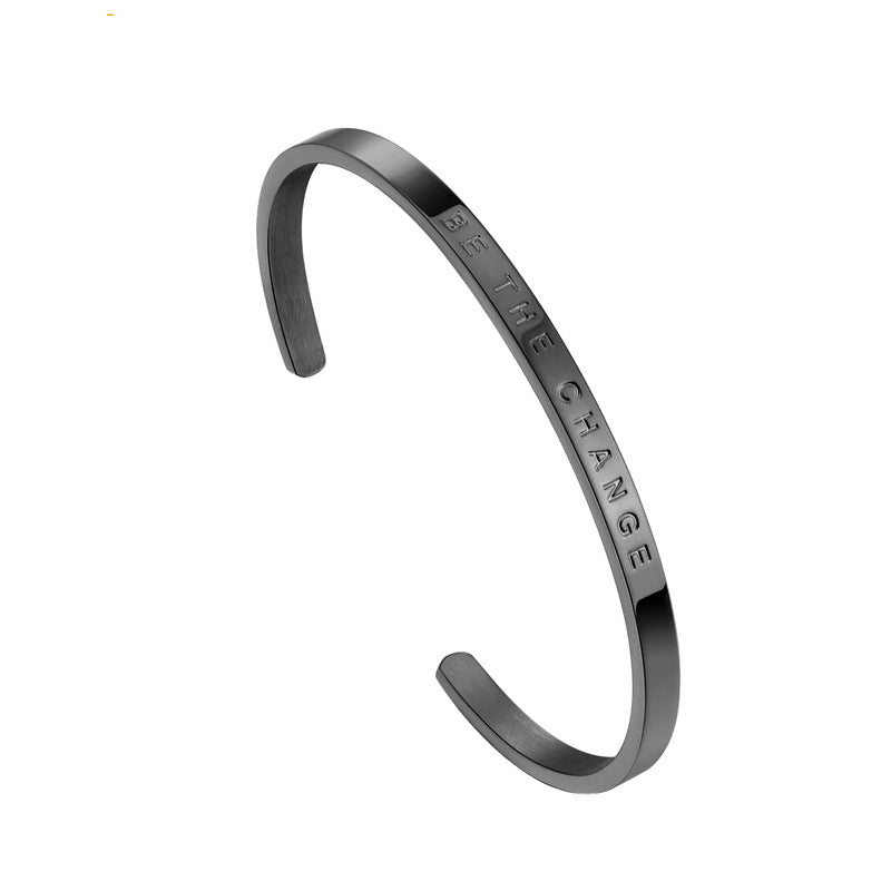Engraved Open Cuff Bracelet with Inspirational Message