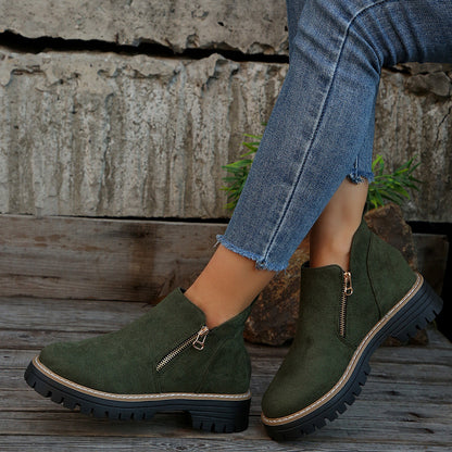 Elizabeth Ainsley Suede Ankle Boots - Side Zipper Comfort