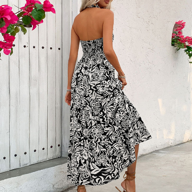 Elegant Floral Halter Dress by Elizabeth Ainsley