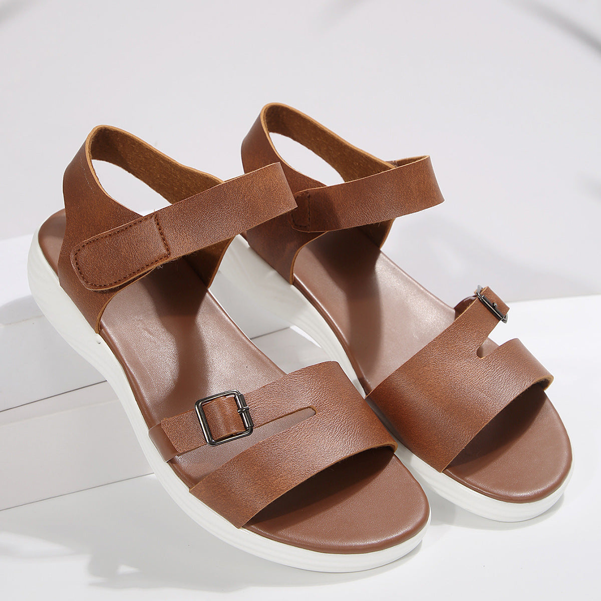 Chic Everyday Elizabeth Ainsley Velcro Wedge Sandals