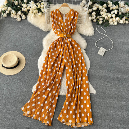 Chic Polka Dot Chiffon Jumpsuit by Elizabeth Ainsley