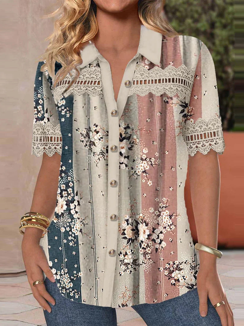 Chic Lace Digital Print Cardigan by Elizabeth Ainsley
