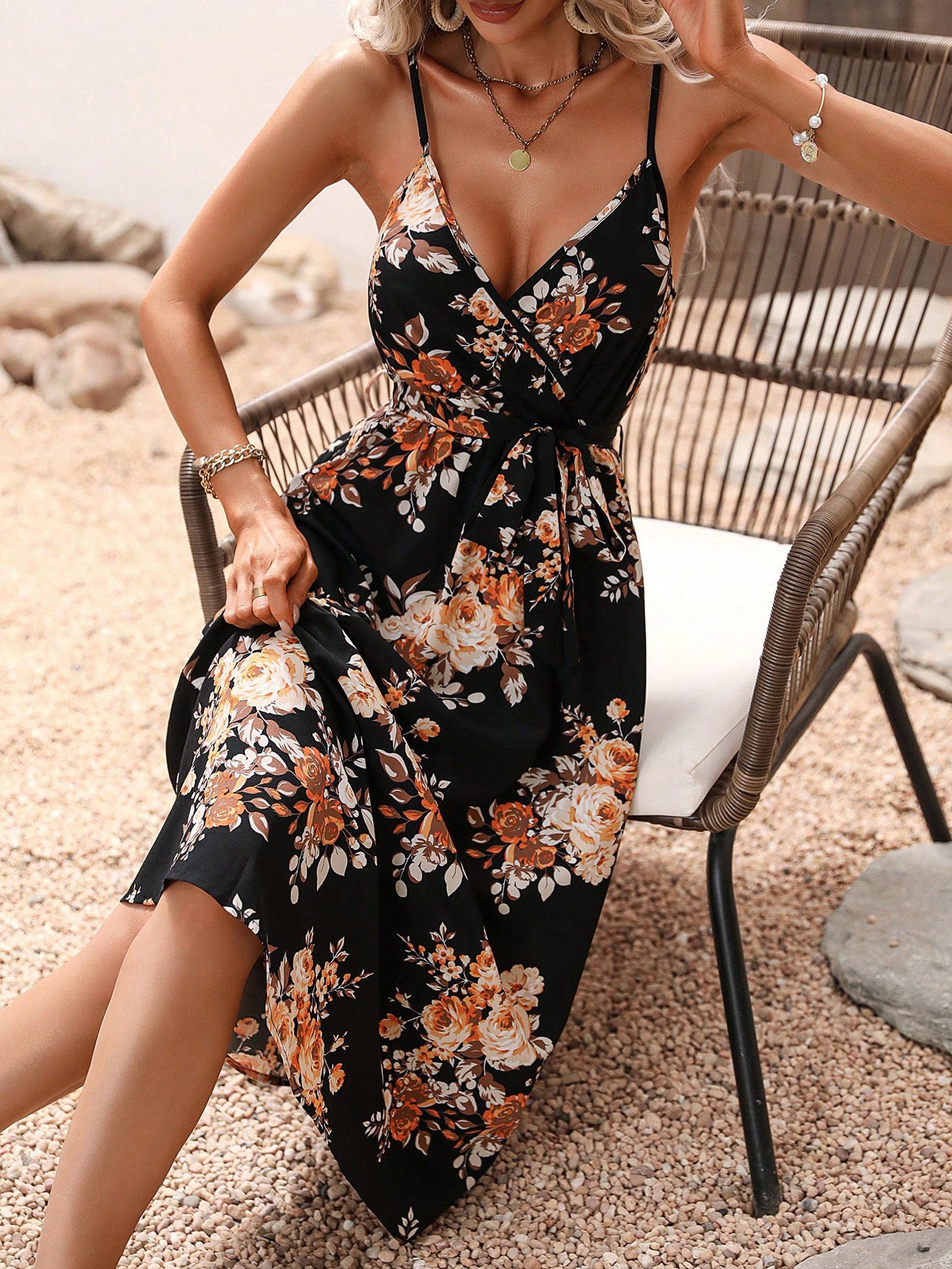 Floral Printed Elizabeth Ainsley Summer Midi Dress
