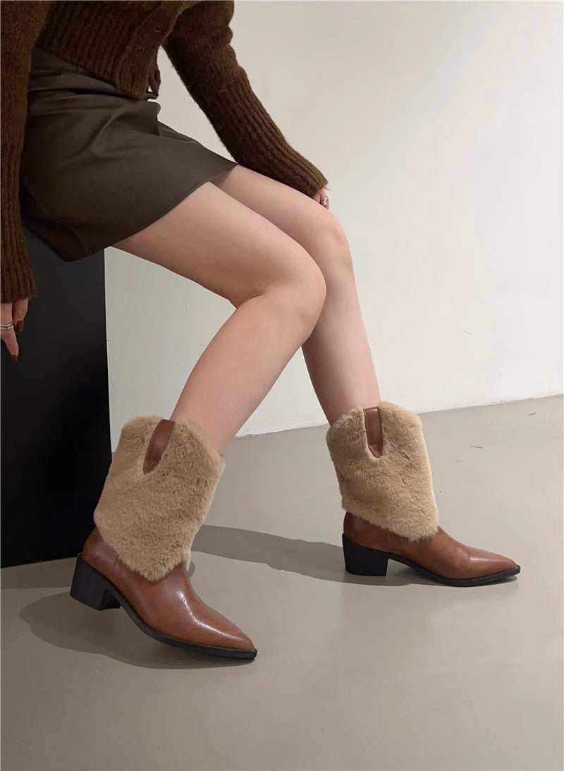 Elizabeth Ainsley Velvet Thermal Booties - Pointed Toe
