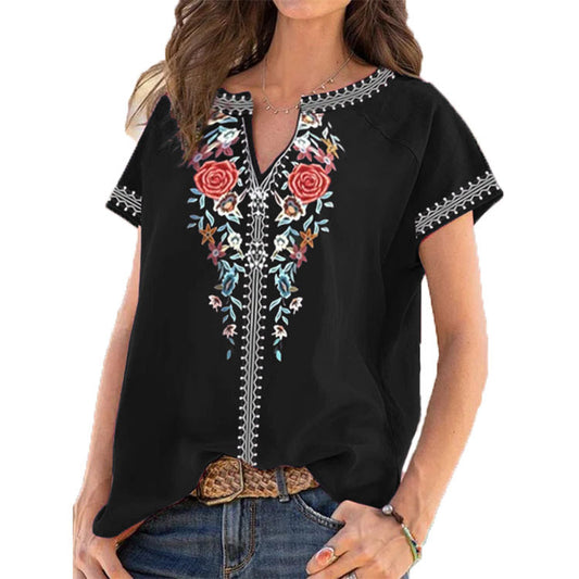 Ethnic Print Short Sleeve Top Elizabeth Ainsley