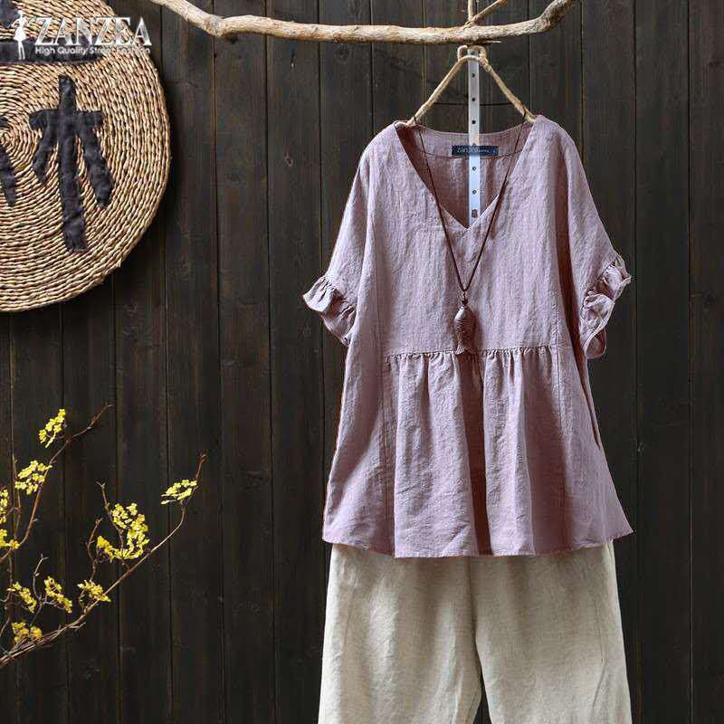 Ruffled Cotton Plus Top Elizabeth Ainsley Pinterest-Inspired
