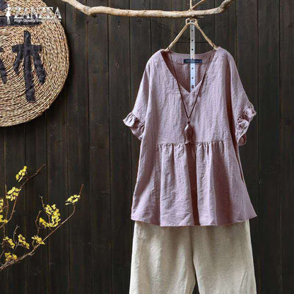 Ruffled Cotton Plus Top Elizabeth Ainsley Pinterest-Inspired