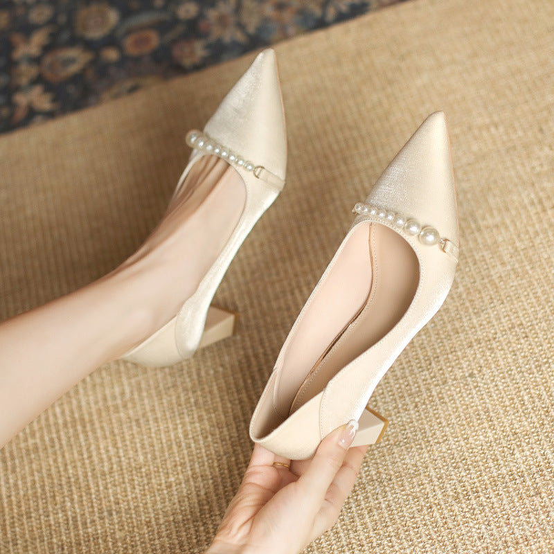 Elegant Pearl Pointed Heels by Elizabeth Ainsley