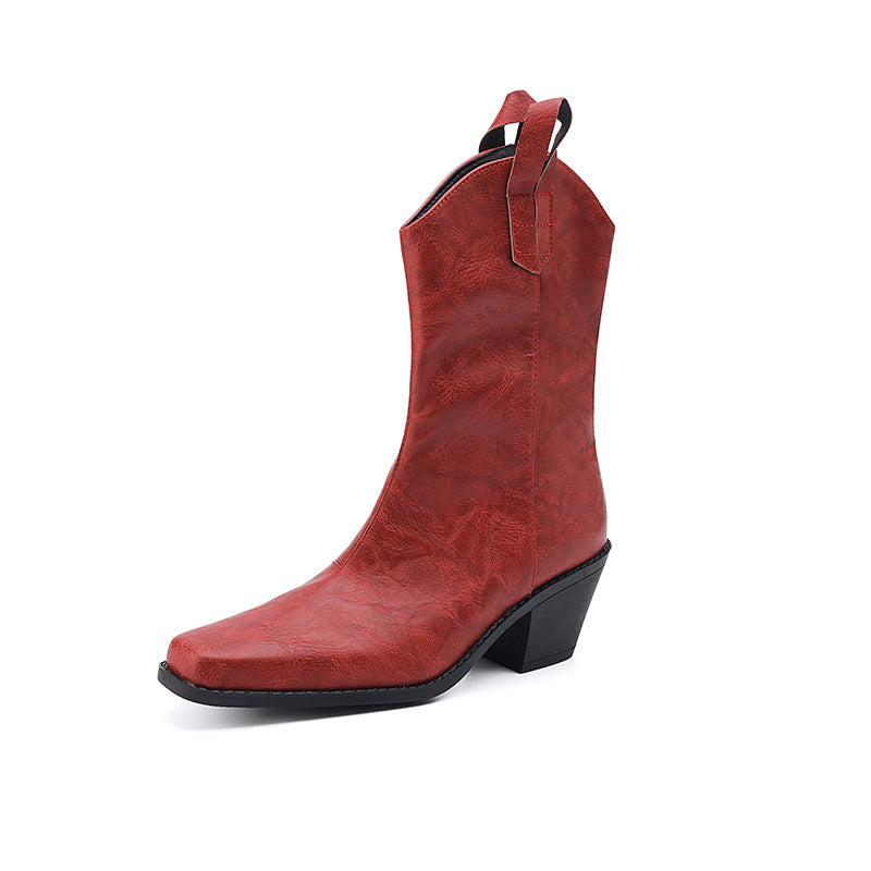Elizabeth Ainsley Square-Toe Boots - Chunky Heel Comfort