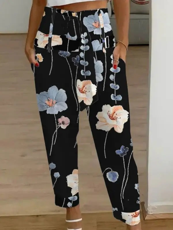 Floral Linen Cropped Pants Elizabeth Ainsley Women’s