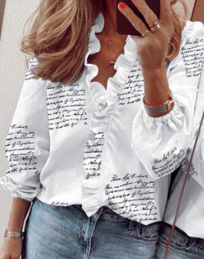 Ruffled Long Sleeve Blouse by Elizabeth Ainsley