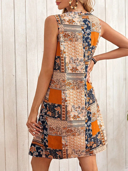 Printed A-Line Sleeveless Dress by Elizabeth Ainsley