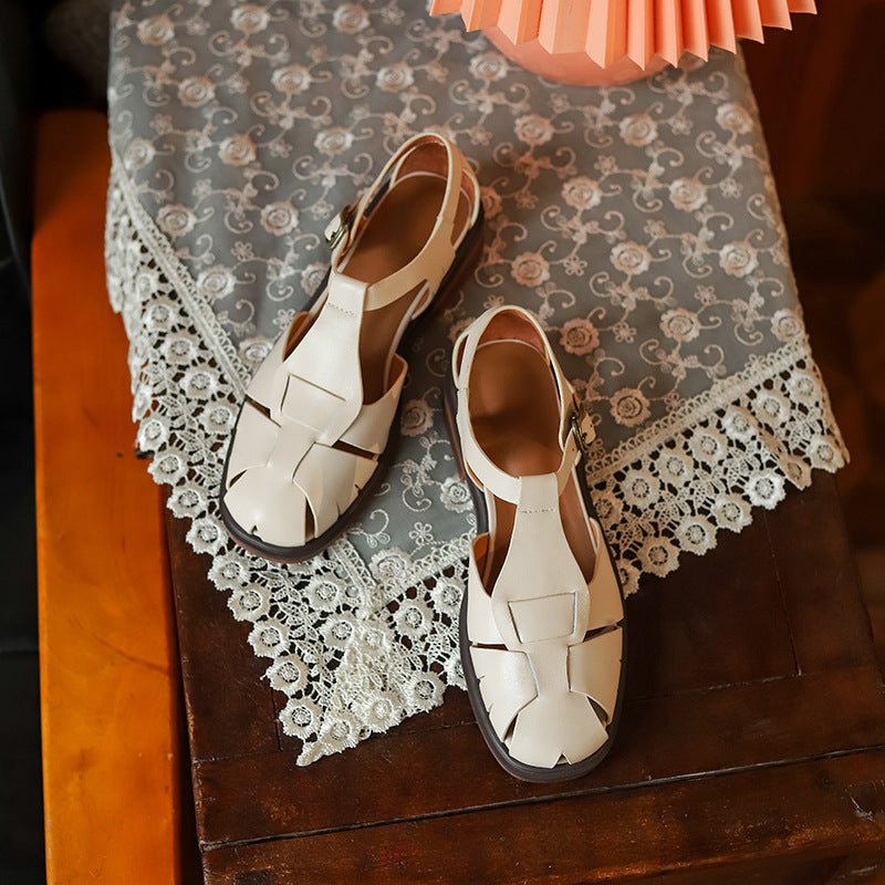 Retro Cowhide Roman Sandals by Elizabeth Ainsley