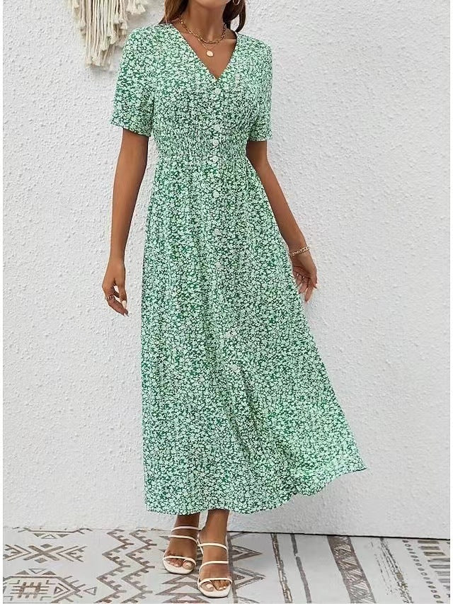 Elegant V-Neck Split Dress by Elizabeth Ainsley