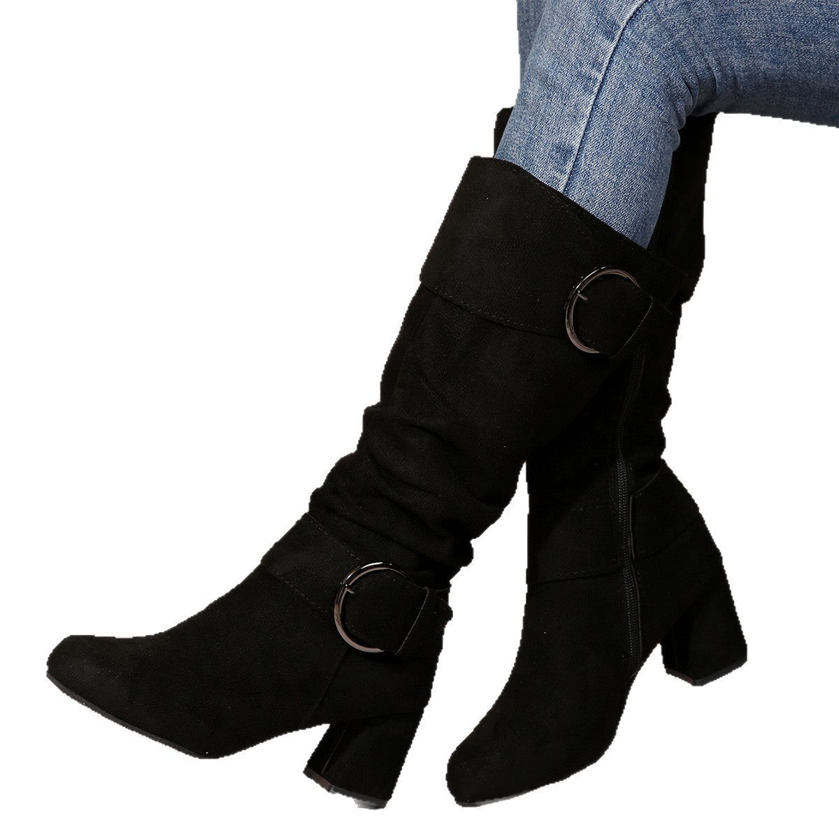 Elizabeth Ainsley Beltbuckle Boots - Chunky Heel Comfort