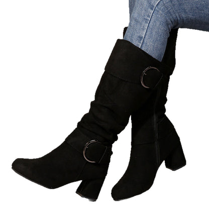 Elizabeth Ainsley Beltbuckle Boots - Chunky Heel Comfort