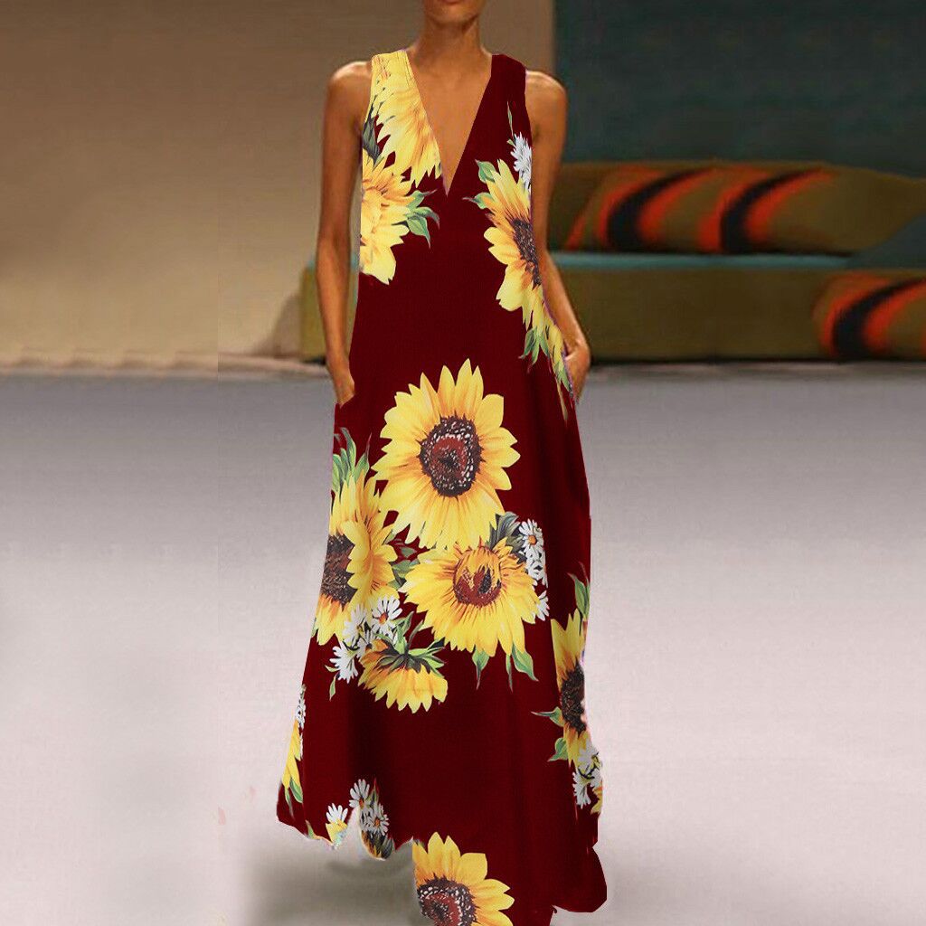 Boho Floral Elizabeth Ainsley Sleeveless Maxi Dress