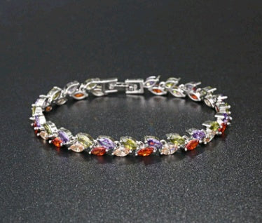 Leaf-Link Bracelet with Flowing Gem Detail