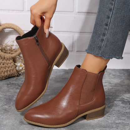 Elizabeth Ainsley Suede Ankle Boots - Thick Heel Comfort