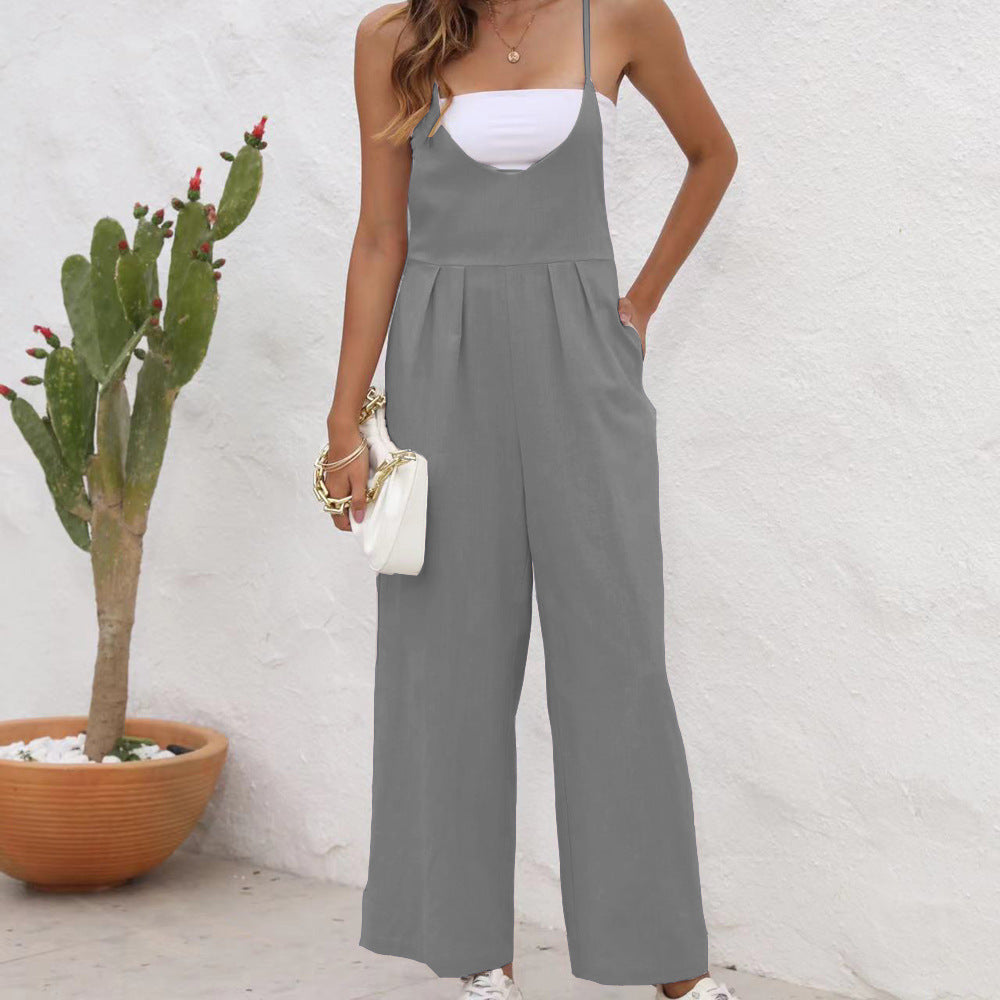Chic Linen Blend Elizabeth Ainsley Casual Jumpsuit