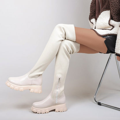 Micaiah | Bold Stretch-Knit Chunky Sole Orthopedic Knee-High Boots