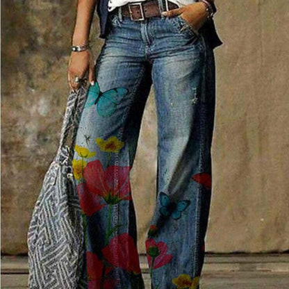 Artistic Floral Wide Leg Pants by Elizabeth Ainsley