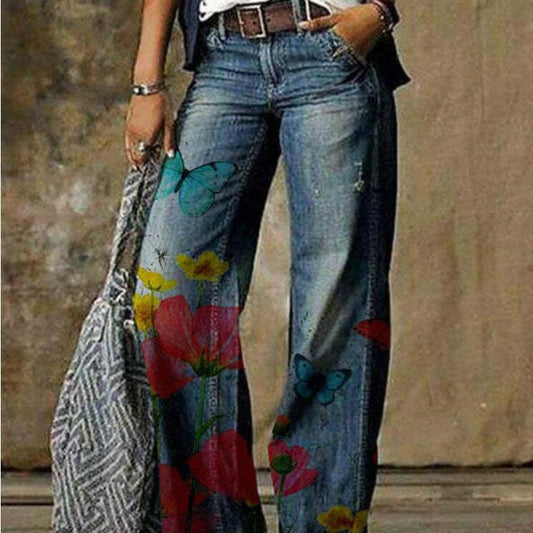 Artistic Floral Wide Leg Pants by Elizabeth Ainsley