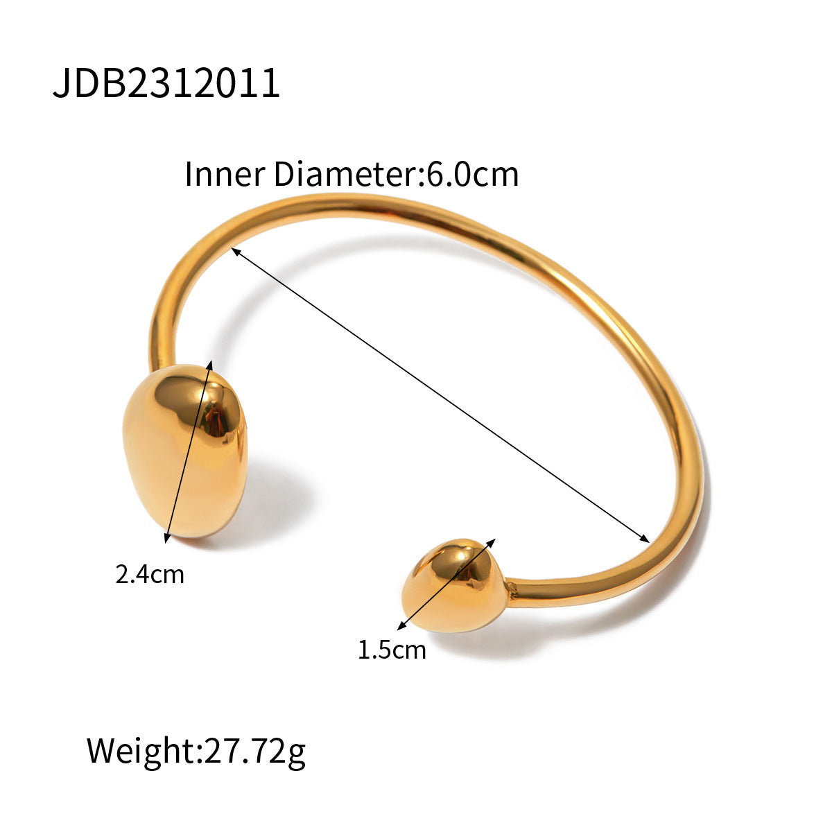 Organic Open Cuff Bracelet with Sculpted End Detail